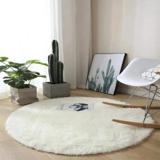 Ultra Soft Plush Round Rug - Blue / 100x100CM // Sublake