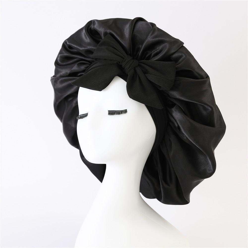 Silk and satin nightcap with tie - Black // Sublake 