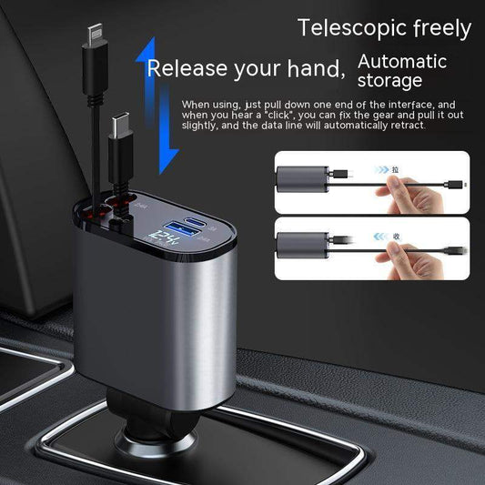 300% Car Charger iphone & Type-C Retractable Adapter - Sublake 