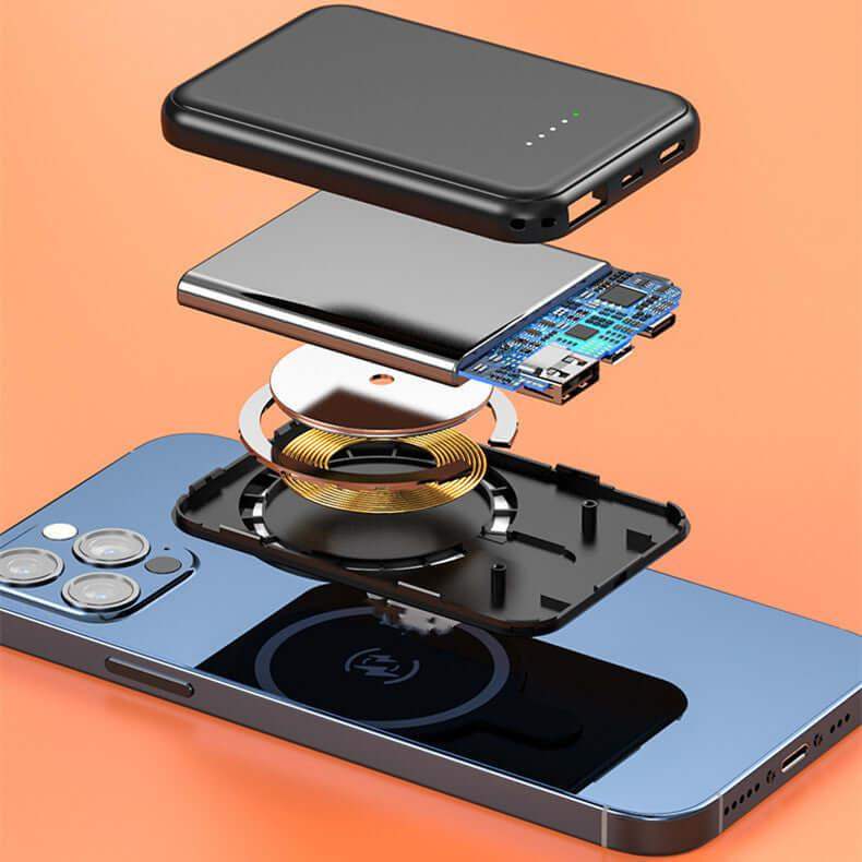 Mini Magnetic Wireless Power Bank – 5000mAh Fast Charge - Sublake 