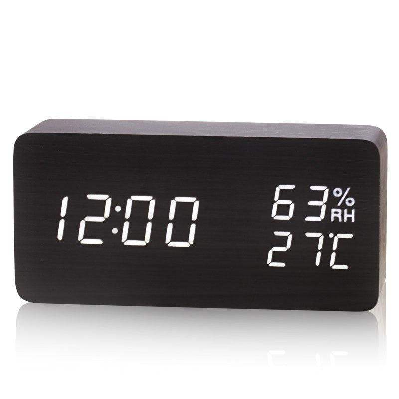 LED Alarm Clock Wooden - Modern Design & Multifunctional - White light // Sublake 