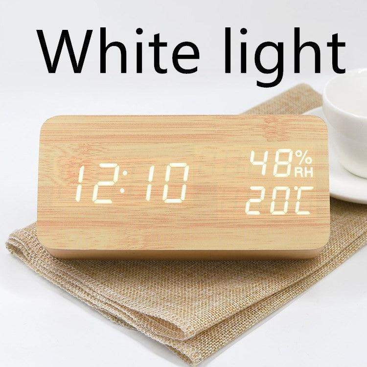LED Alarm Clock Wooden - Modern Design & Multifunctional - Wooden White light // Sublake 