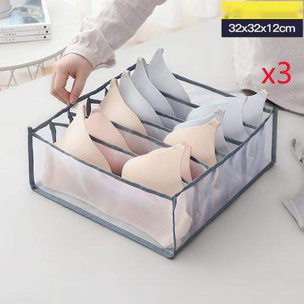Non-woven fabric underwear storage box - 3pcs Grey / Bra // Sublake 