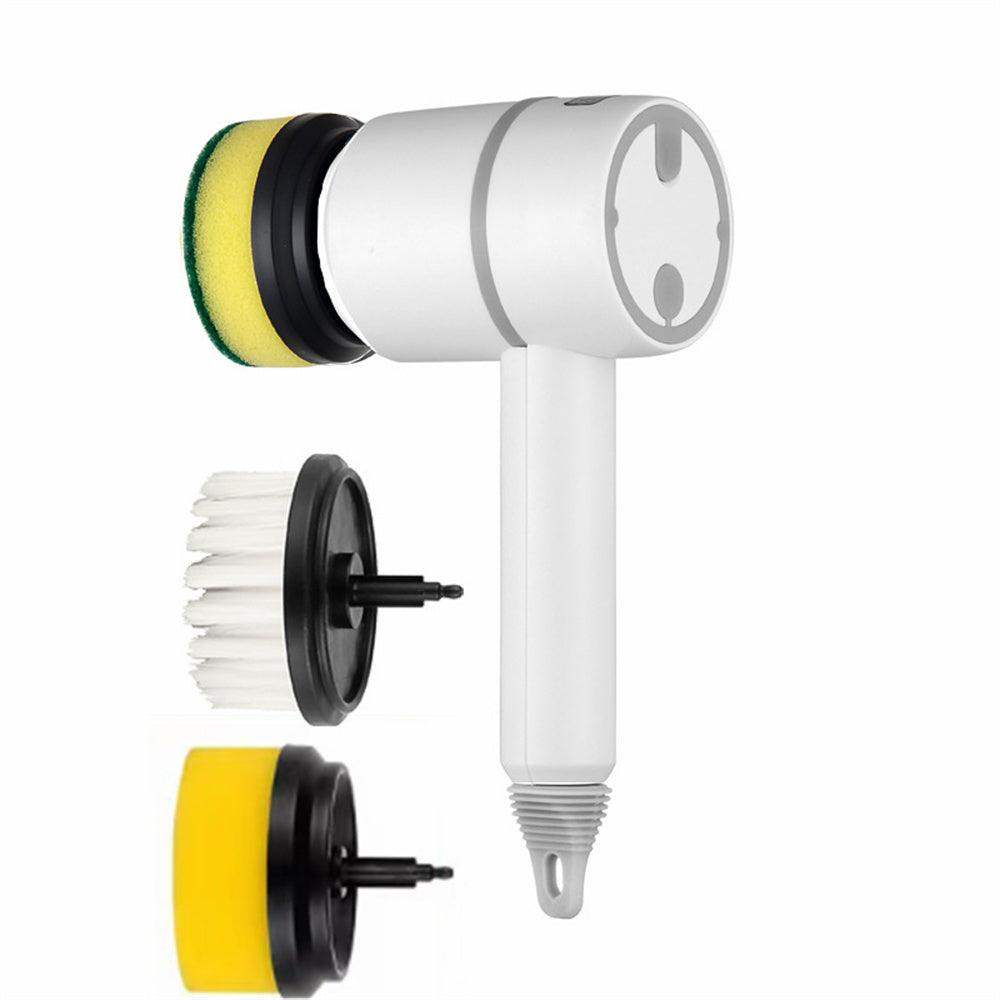 Automatic USB dishes & bathtubs cleaning brush - White / With 3brush heads1200mAh // Sublake 