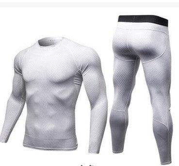 Men's Casual Compression Sports Shorts - White / L / Long 2pcs // Sublake 