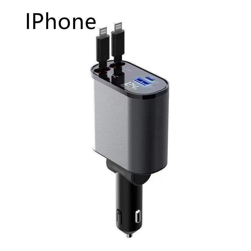 300% Car Charger iphone & Type-C Retractable Adapter - Sublake 