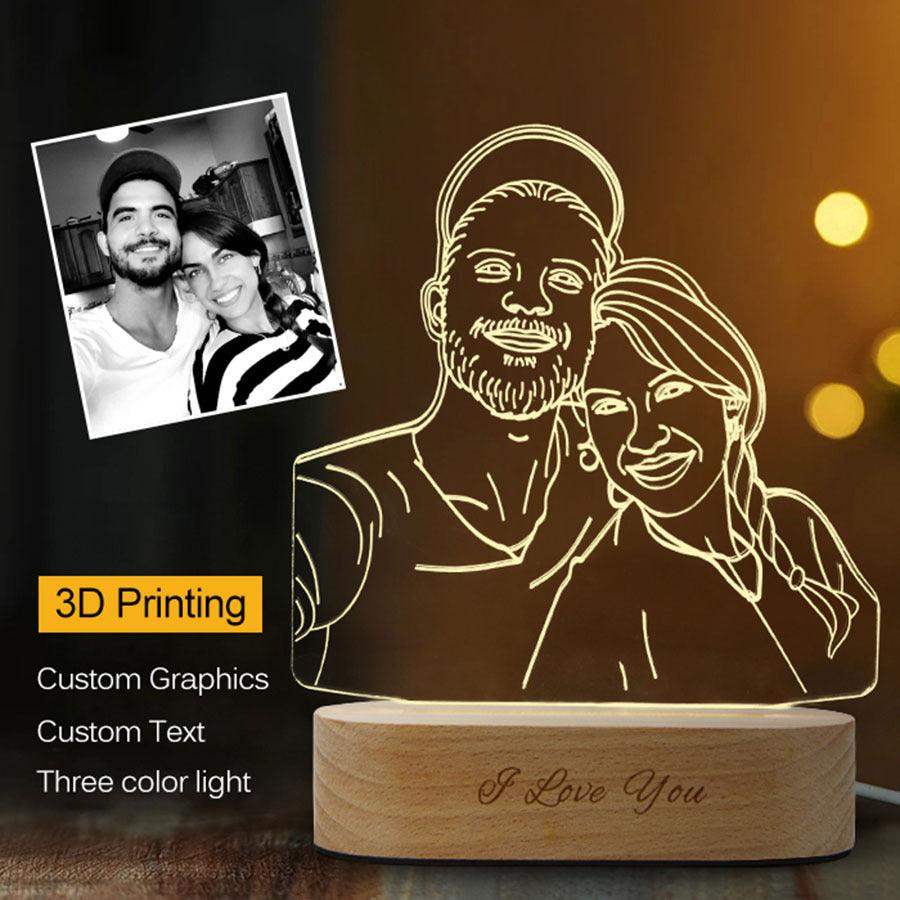 🌟 Custom 3D Stereo Night Light – Personalized Photo Lamp - Double people // Sublake 