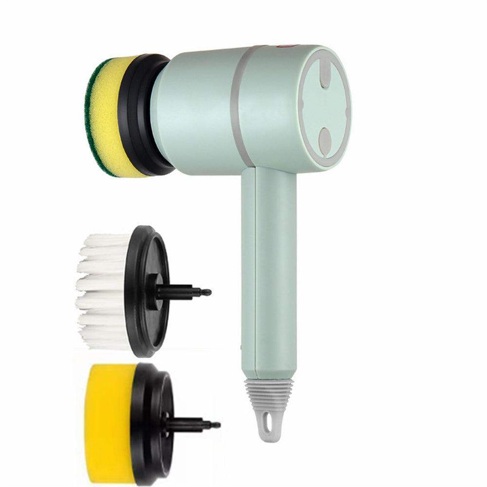 Automatic USB dishes & bathtubs cleaning brush - Green / With 3brush heads1200mAh // Sublake 