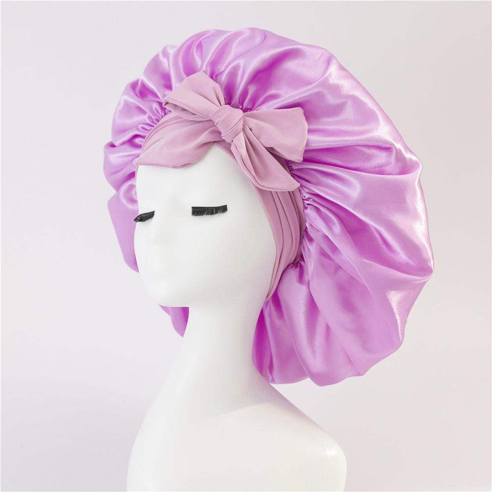 Silk and satin nightcap with tie - Violet // Sublake 