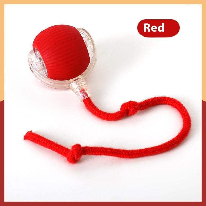 Automatic Pet Interactive Rolling Ball - With Rope Style Red // Sublake 