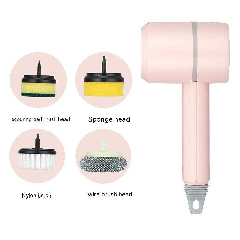Automatic USB dishes & bathtubs cleaning brush - Pink / Four headed // Sublake 