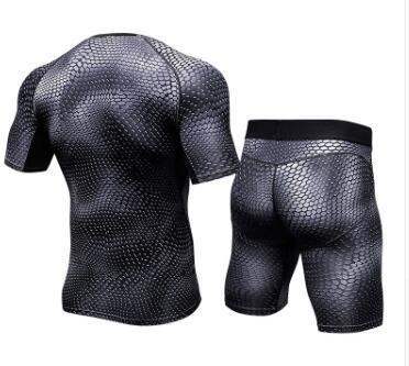 Men's Casual Compression Sports Shorts - Black / L / Long 2pcs // Sublake 