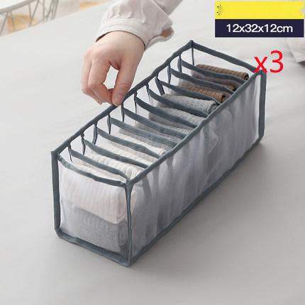 Non-woven fabric underwear storage box - 3pcs Grey / Sock // Sublake 