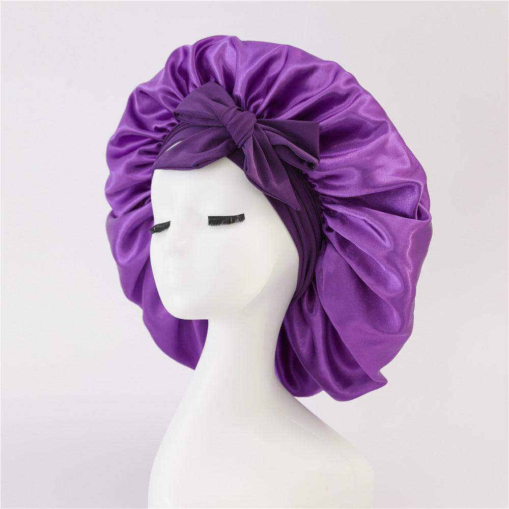 Silk and satin nightcap with tie - Deep Purple // Sublake 