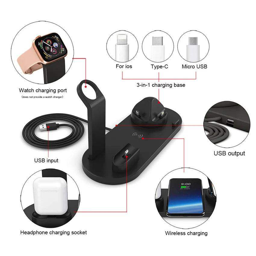 4 In 1 Charging Station for all phone - Black // Sublake 