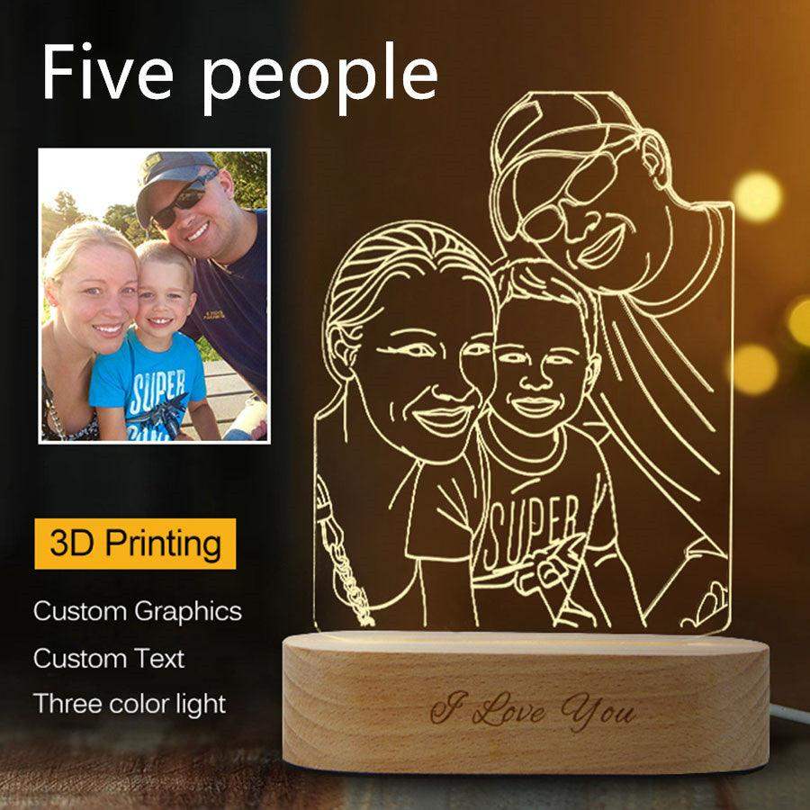 🌟 Custom 3D Stereo Night Light – Personalized Photo Lamp - Single people // Sublake 