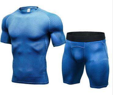 Men's Casual Compression Sports Shorts - Black / L / Long 2pcs // Sublake 