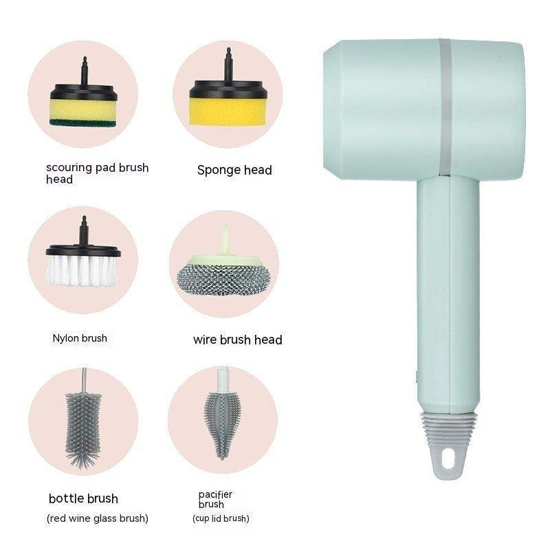 Automatic USB dishes & bathtubs cleaning brush - Green / Six headed // Sublake 