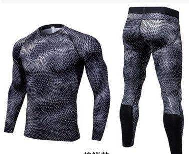 Men's Casual Compression Sports Shorts - Snakes / L / Long 2pcs // Sublake 