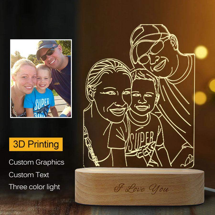 🌟 Custom 3D Stereo Night Light – Personalized Photo Lamp - Three people // Sublake 