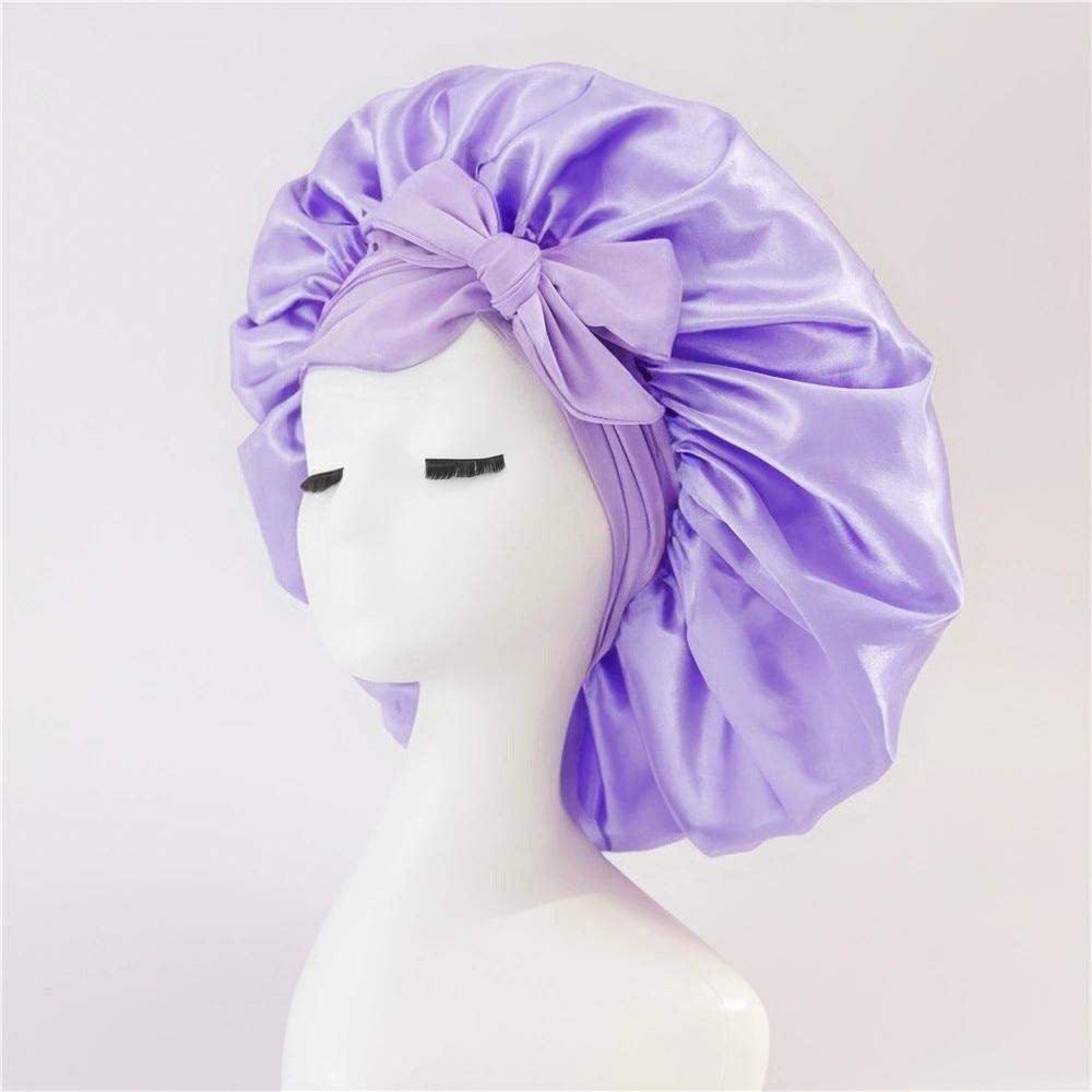 Silk and satin nightcap with tie - New Purple // Sublake 