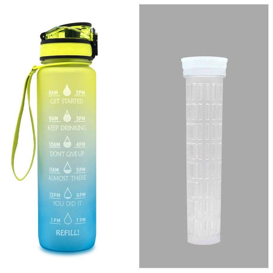 1L water bottle with indicator - Yellow blue gradient set / 1000ML // Sublake 
