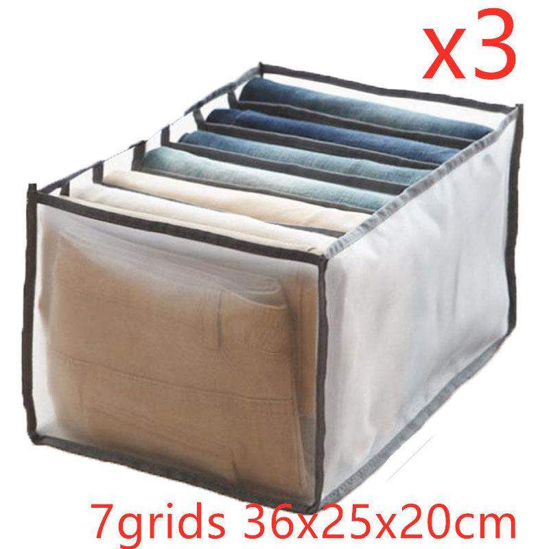 Non-woven fabric underwear storage box - 3pcs Grey / 7grids 36x25x20cm // Sublake 