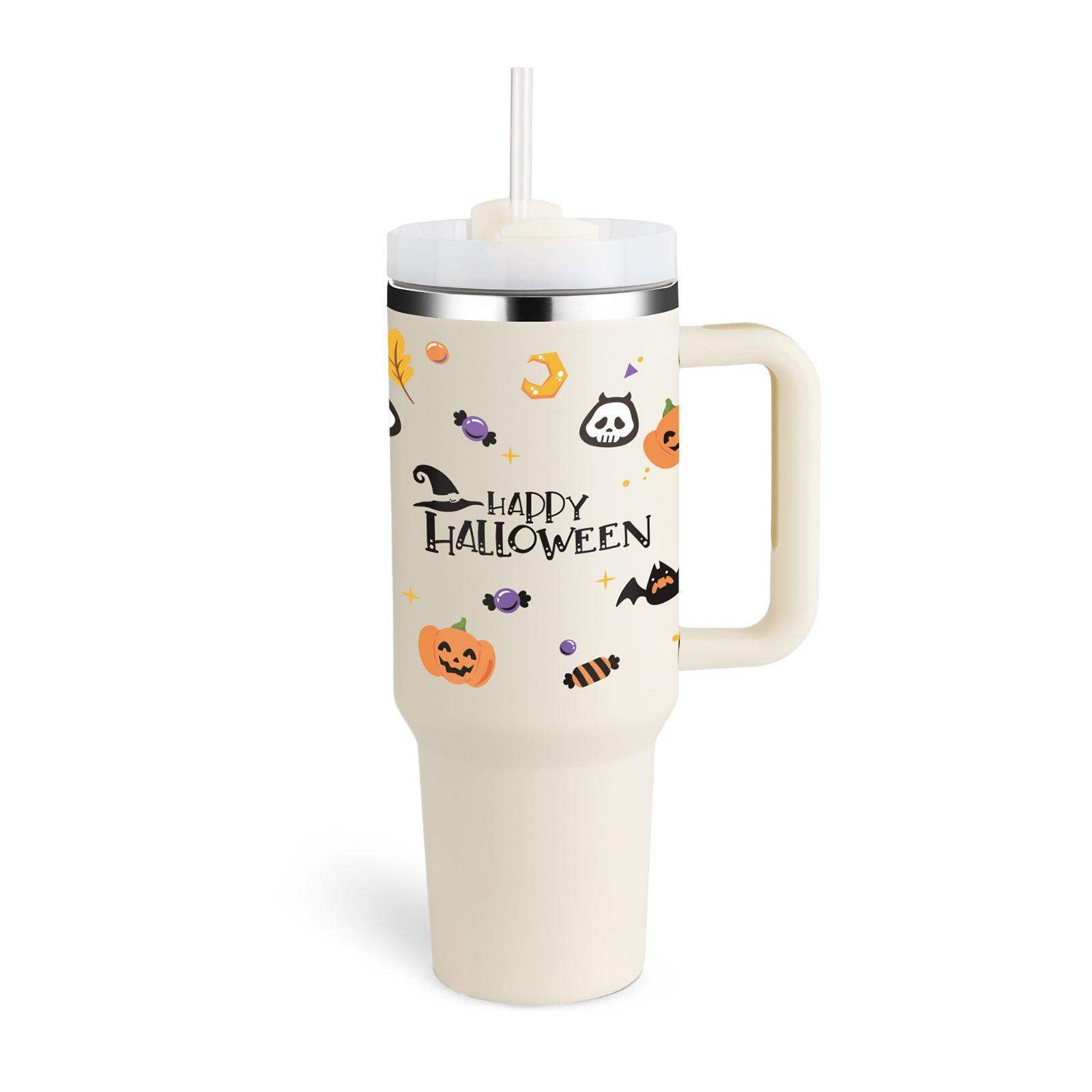 40 oz Stainless Steel Insulated Tumbler - Halloween Cream white / 1200ML / 1PC // Sublake 