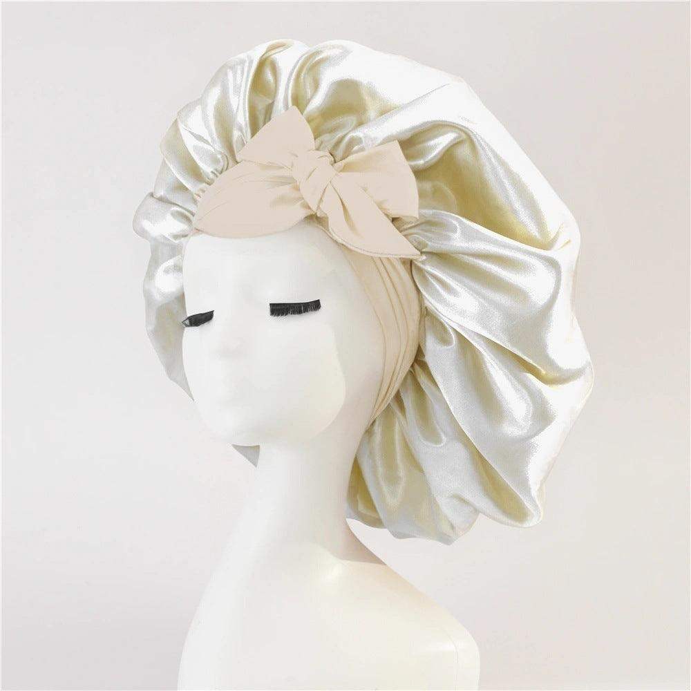 Silk and satin nightcap with tie - Milky White // Sublake 