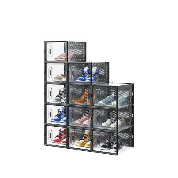 12 pieces plastic shoe box with mesh - Sleek black // Sublake 