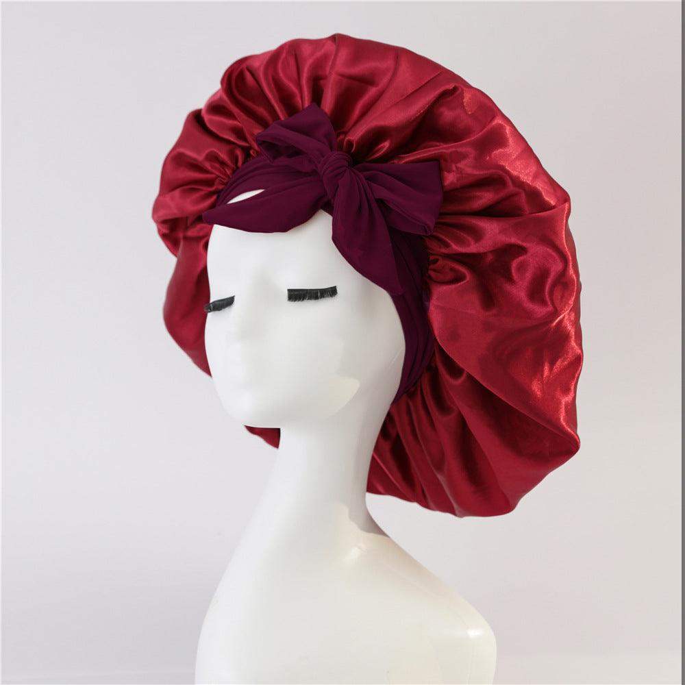 Silk and satin nightcap with tie - Wine Red // Sublake 