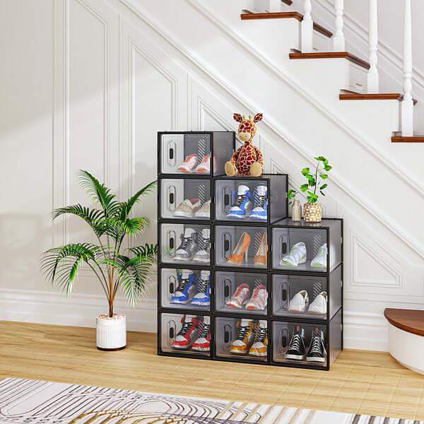 12 pieces plastic shoe box with mesh - Sleek black // Sublake 