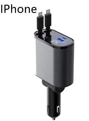 300% Car Charger iphone & Type-C Retractable Adapter - Sublake 