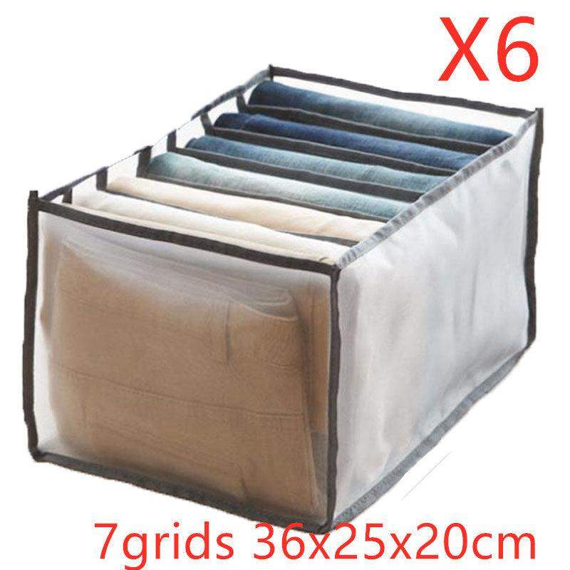 Non-woven fabric underwear storage box - 6pcs Grey / 7grids 36x25x20cm // Sublake 