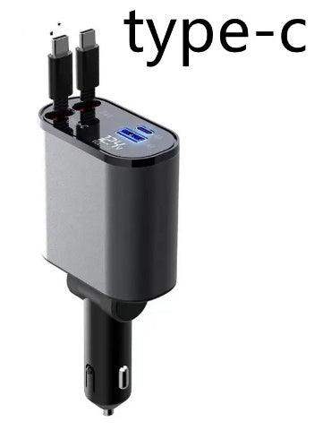 300% Car Charger iphone & Type-C Retractable Adapter - Sublake 