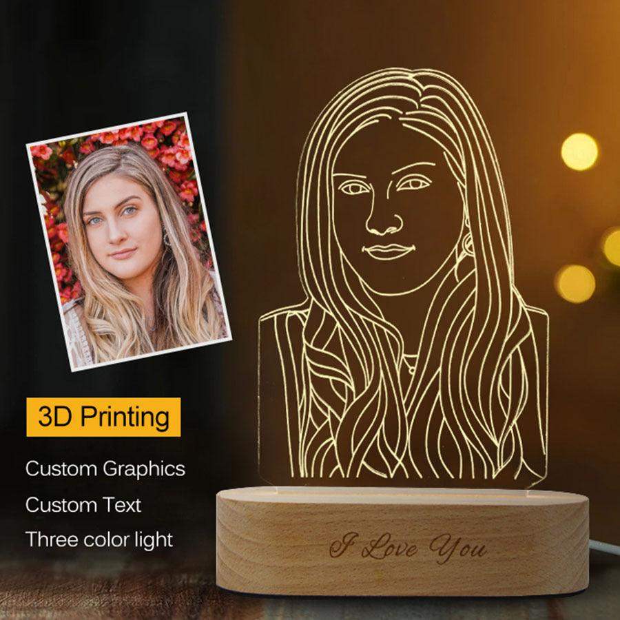 🌟 Custom 3D Stereo Night Light – Personalized Photo Lamp - Single people // Sublake 