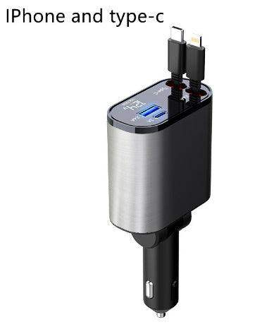 300% Car Charger iphone & Type-C Retractable Adapter - Sublake 