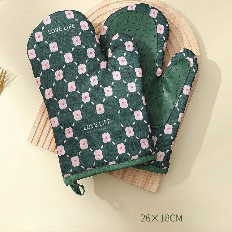 Thick cotton anti-scald gloves - Green / 1Pair // Sublake 