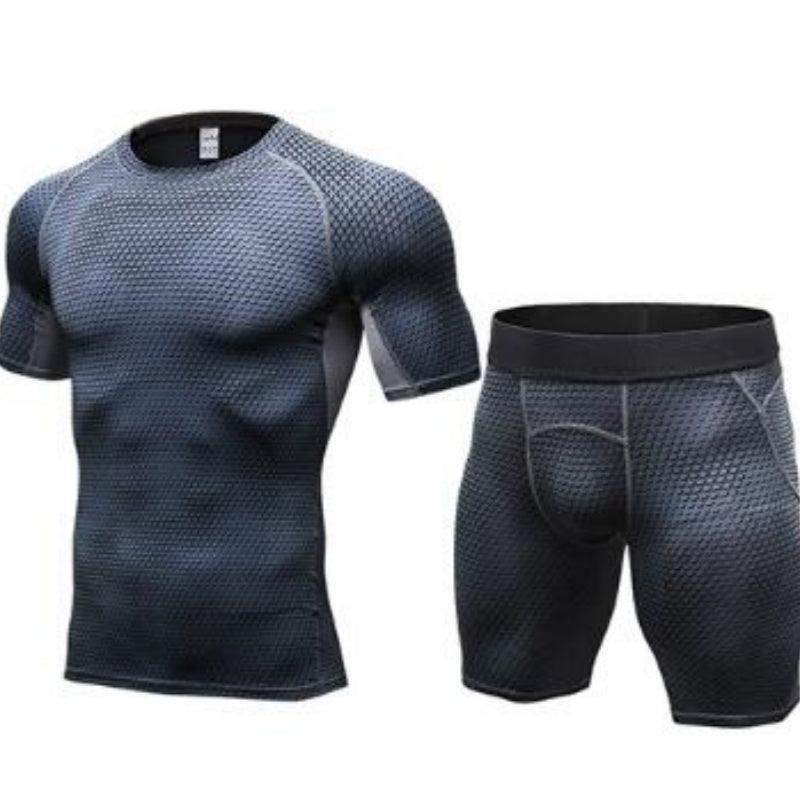 Men's Casual Compression Sports Shorts - Black / L / Long 2pcs // Sublake 