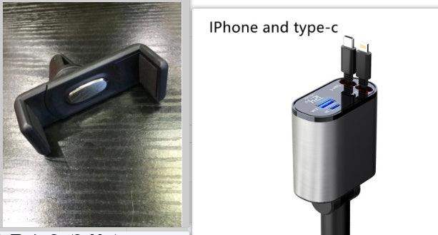 300% Car Charger iphone & Type-C Retractable Adapter - Sublake 