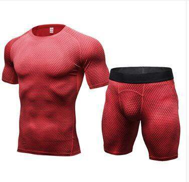 Men's Casual Compression Sports Shorts - Black / L / Long 2pcs // Sublake 