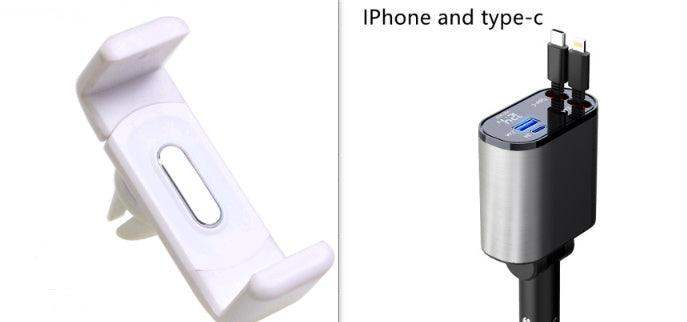 300% Car Charger iphone & Type-C Retractable Adapter - Sublake 