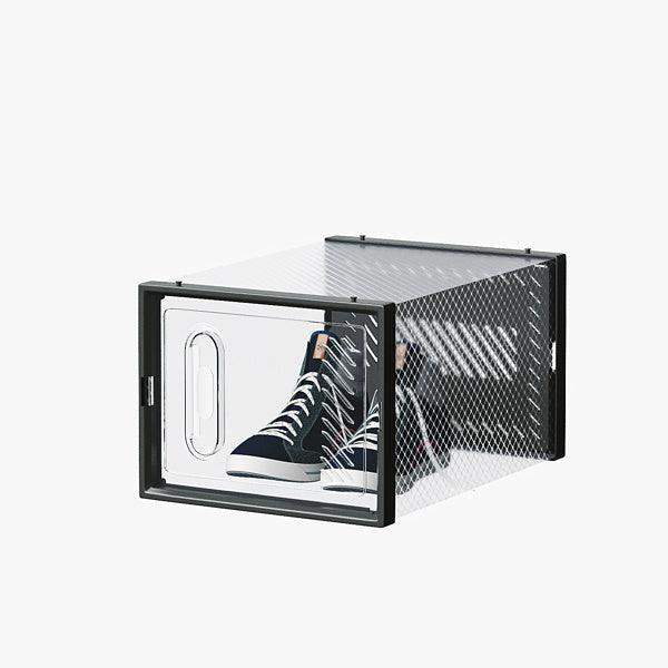 12 pieces plastic shoe box with mesh - Sleek black // Sublake 
