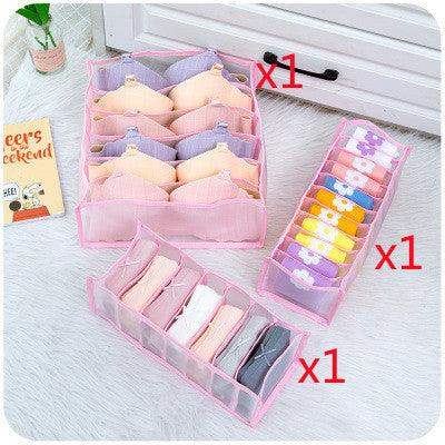 Non-woven fabric underwear storage box - Pink / 3 pcs // Sublake 
