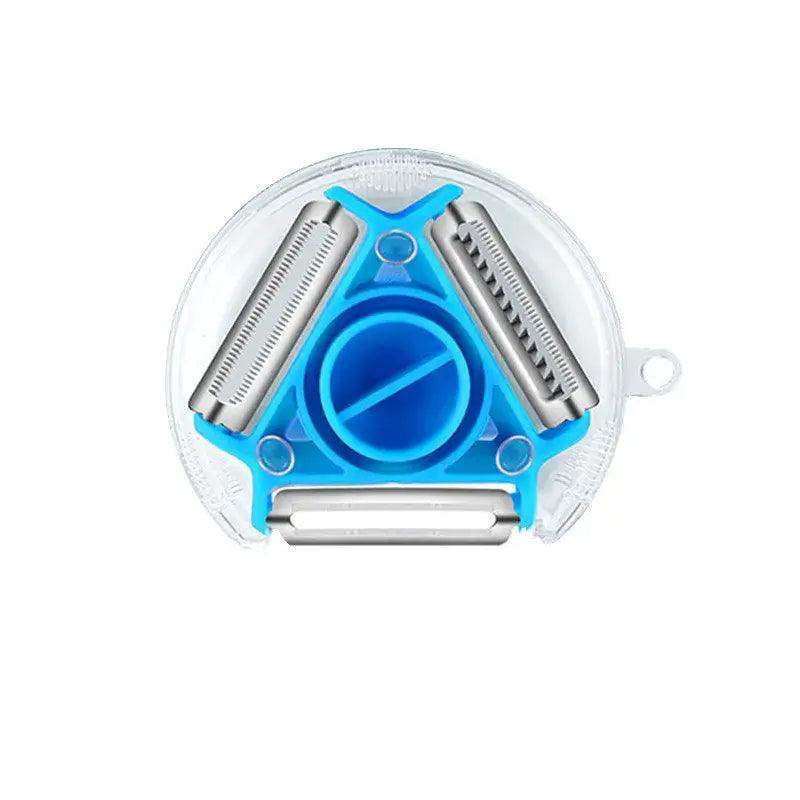 Blue multifunction kitchen peeler with ergonomic handle