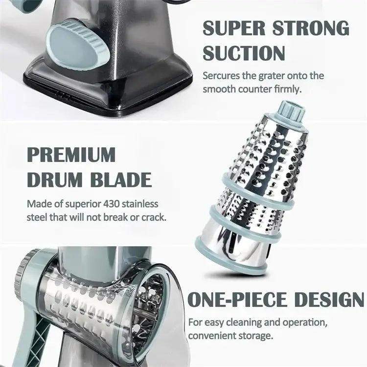 Close-up of nut grinding feature on manual 3-in-1 slicer
