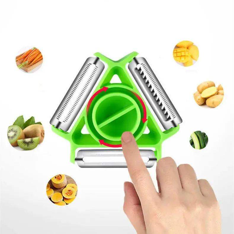 Ergonomic handle of the stainless steel 3 in 1 kitchen peeler