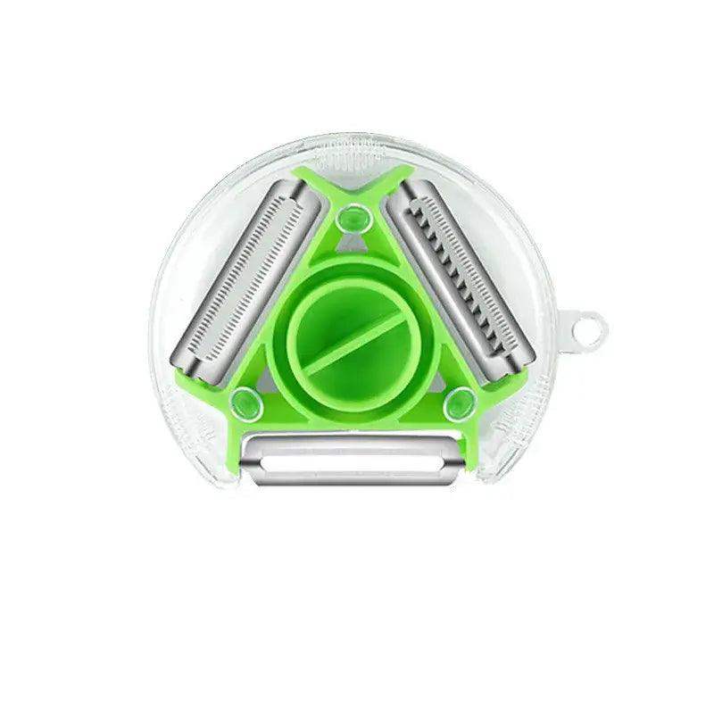 Green 3 in 1 vegetable peeler with stainless steel blade