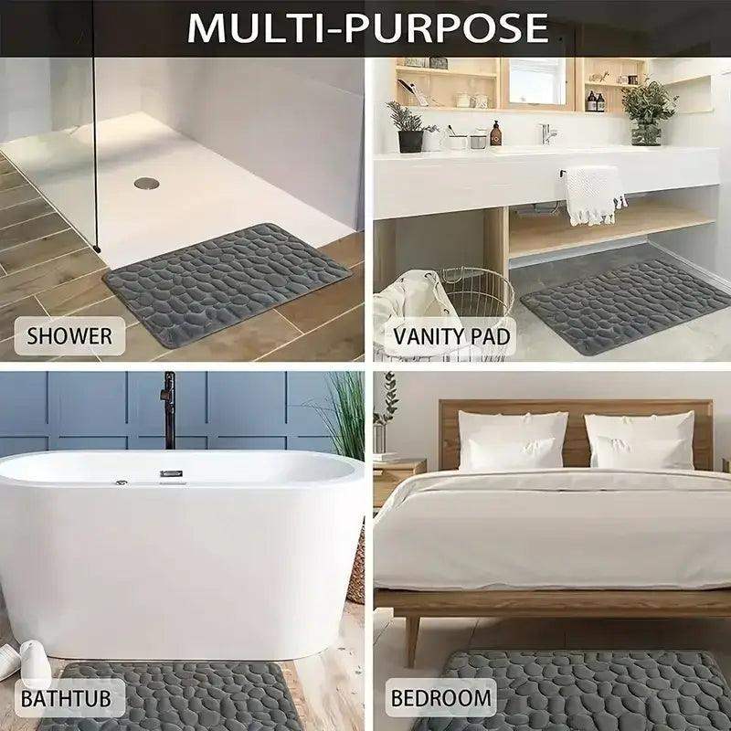 3D AntiSlip Cobblestone Embossed Bath Mat UltraDrying - Sublake 