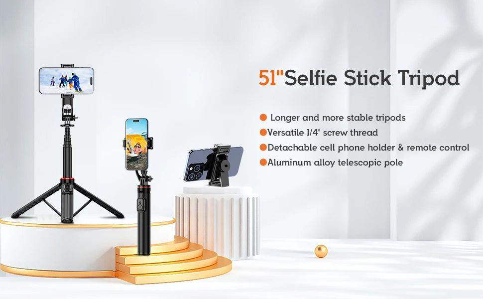 4-in-1 Selfie Stick Tripod – Wireless Remote & 360° Rotation - Sublake 